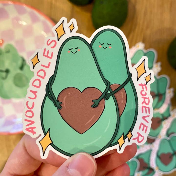 „Avocuddle“ udstansede klistermærke for engroshandel hos Afroditi's Art