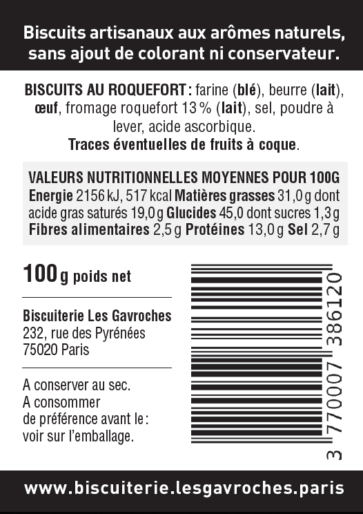 Biscuiterie les Gavroches - Wholesale Cookie - Roquefort aperitif cookies1