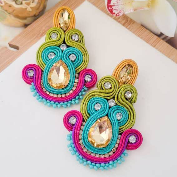 Pria Handmade Accessories - Wholesale Dangle Earrings - Darling Teal Soutache Earrings