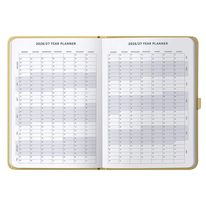 Busy B - Wholesale Journal/Diary - Mid-Year Dual Schedule Day a Page Diary 2025/26 - Faux Cover