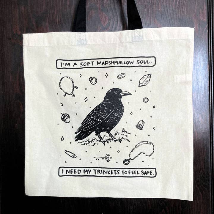 Shapelessflame - Wholesale Tote Bag - Unisex - Crow Trinkets Soft Canvas Tote Bag
