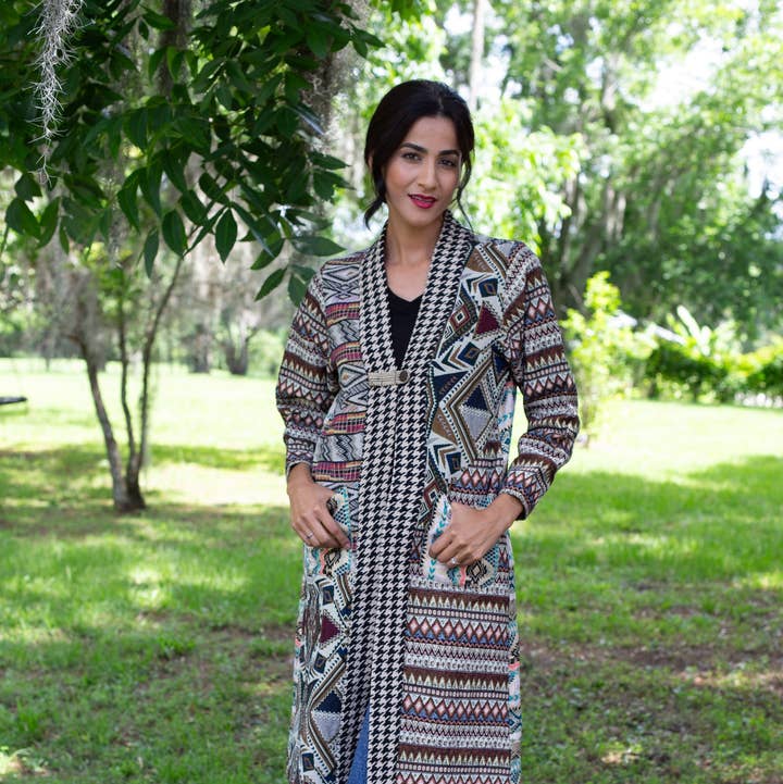Tribal Pattern Batik Open-Front Cotton Jacket for wholesale by Sacred Threads