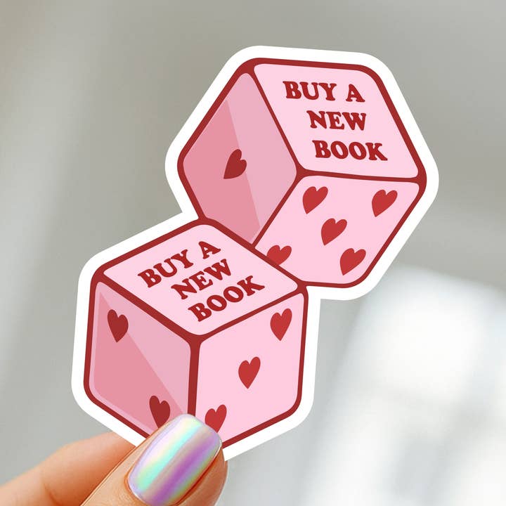 Buy A New Book Dice Bookish Vinyl Matte Sticker for wholesale by Be Kind Booktique