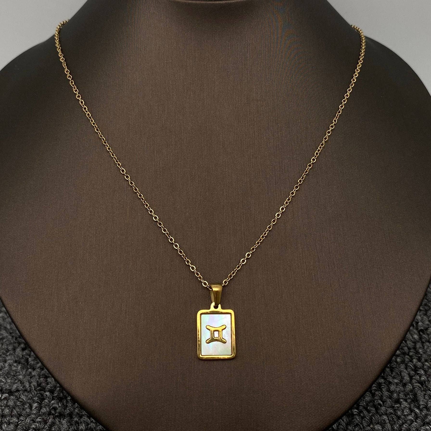 Mio Queena - Wholesale Pendant/Charm Necklace - Zodiac 12 Constellation Shell Square 18K Gold Plated Necklace13