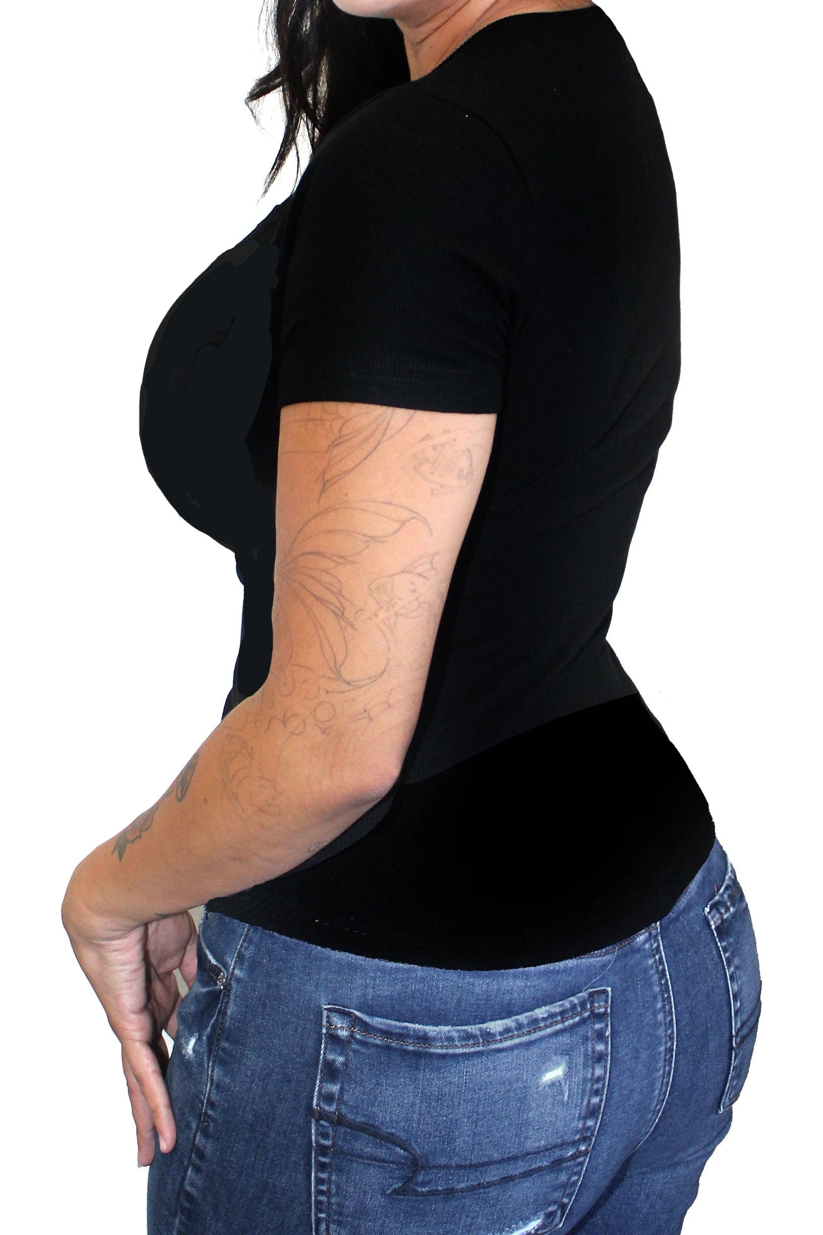 Demi Loon - Vente T-shirt sérigraphié – femme - T-shirt biker avec ailes de crâne et bombe Holy Hell3