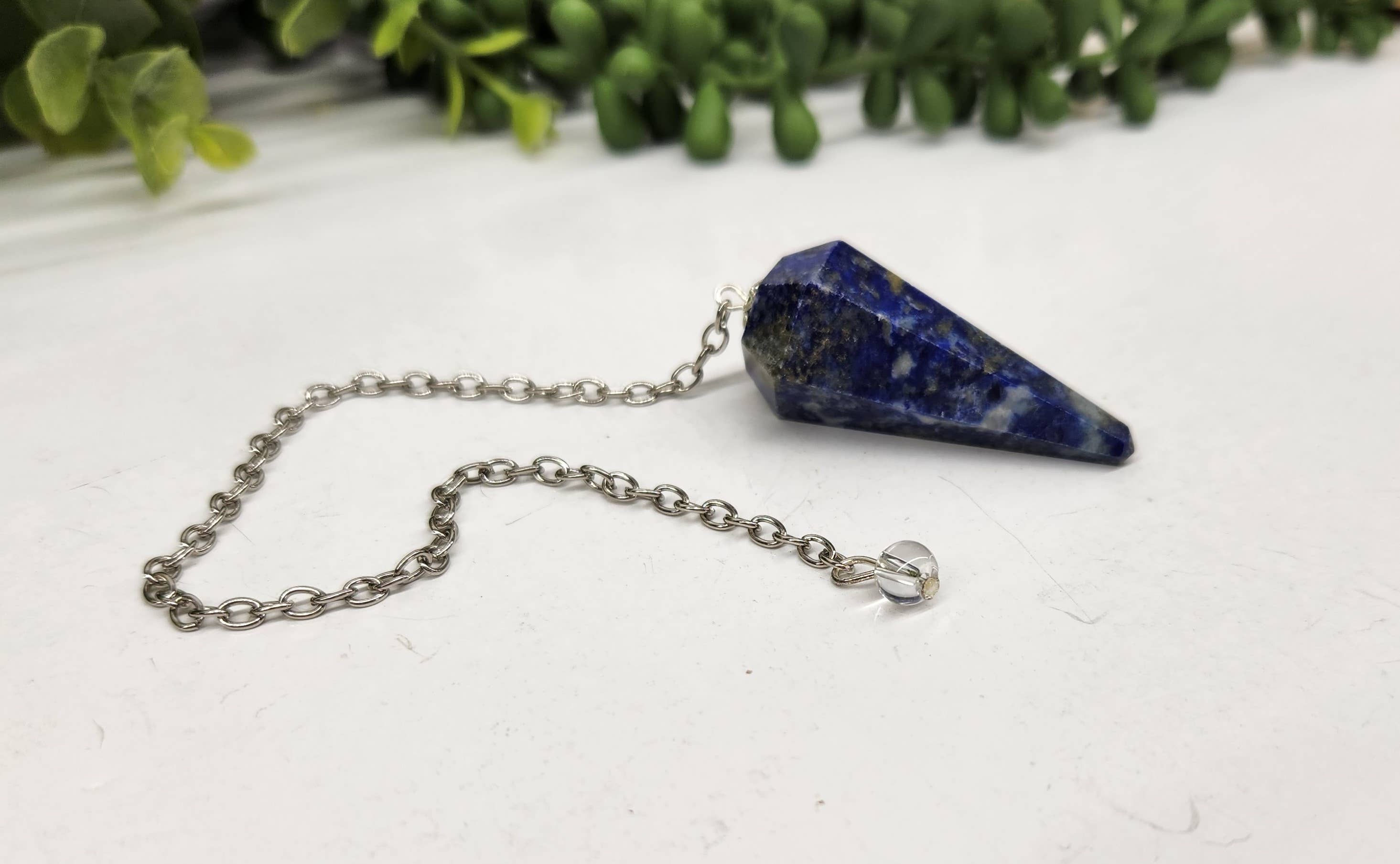 Meraki Gemstones - Wholesale Pendulum Board - Lapis Lazulli Pendulum with Silver Color Chain 8