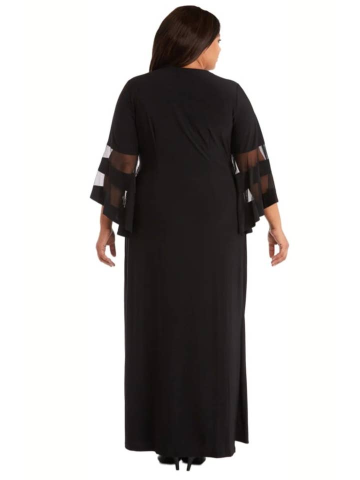 New Yorker's Apparel – wholesale Dress – Women's – RM Richards Sheer Trim Bell Sleeve Evening Dress4