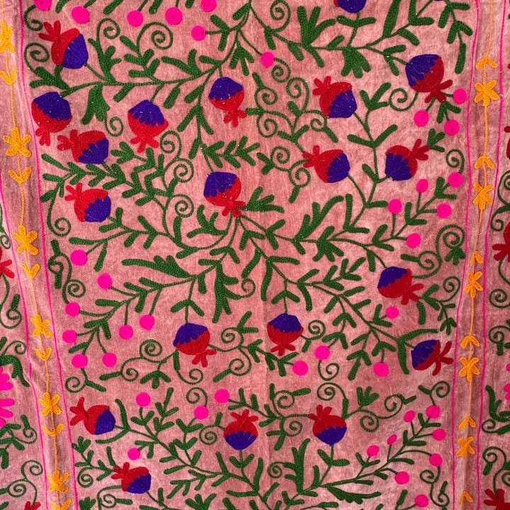 bhavnas boutique - Wholesale Throw Blanket - Velvet Suzani Floral Embroidery Blanket Velvet Bed Throw1