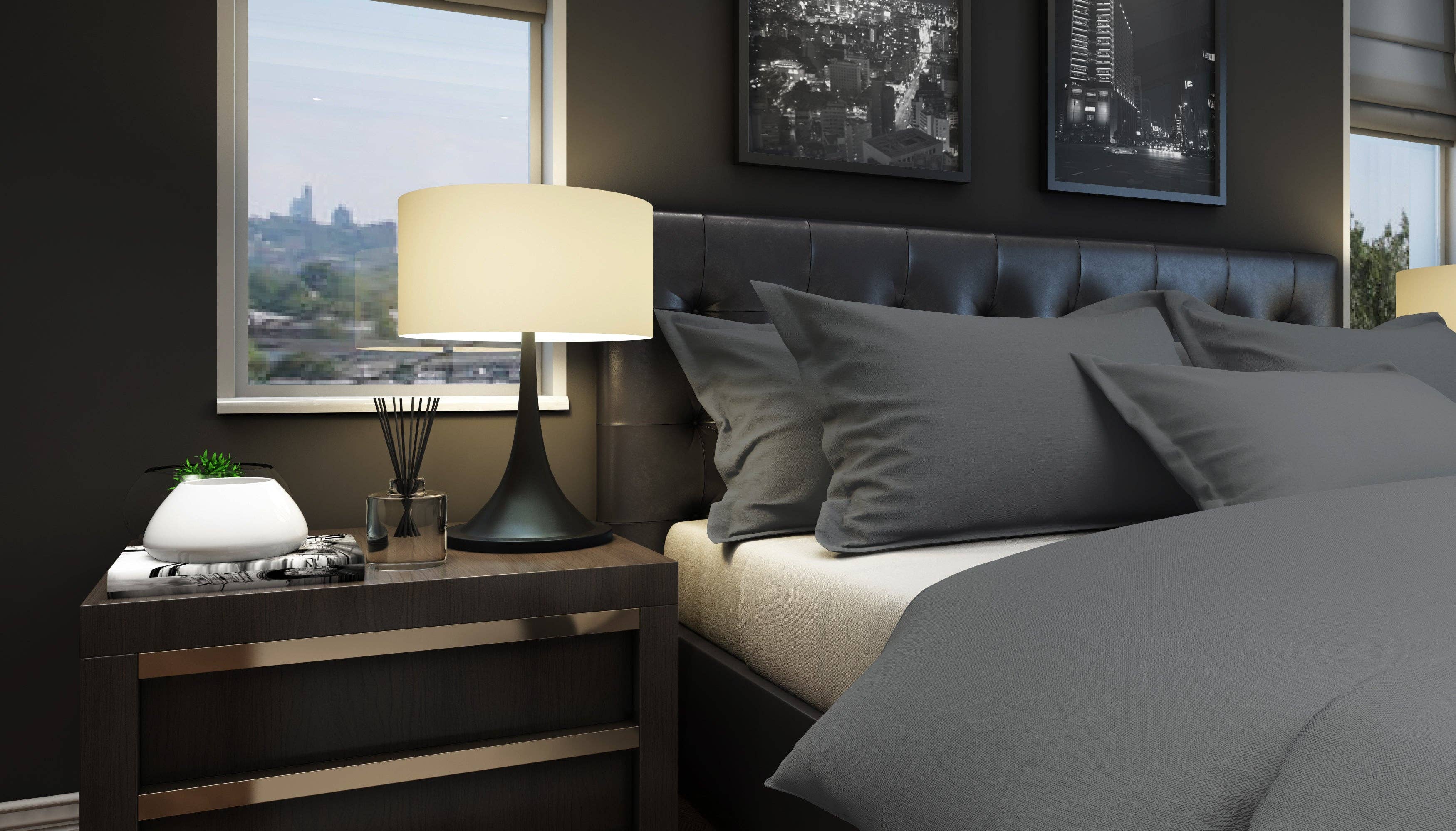 Bedding Set Solid Anthracite with Decorative Stitch 100% Mercerized Cotton Satin 300 TC Easy Iron for wholesale on Faire