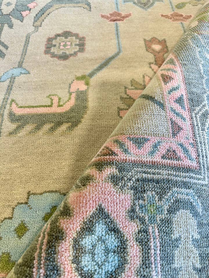 Kate Maree 9x12 Green Hand-Knotted Oushak for wholesale by Banana Manor Rug Co.