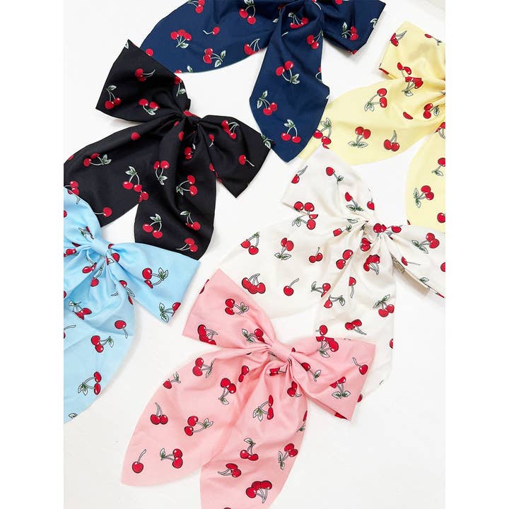 Mix Colors of Cherry Bow Hair Clips for wholesale on Faire