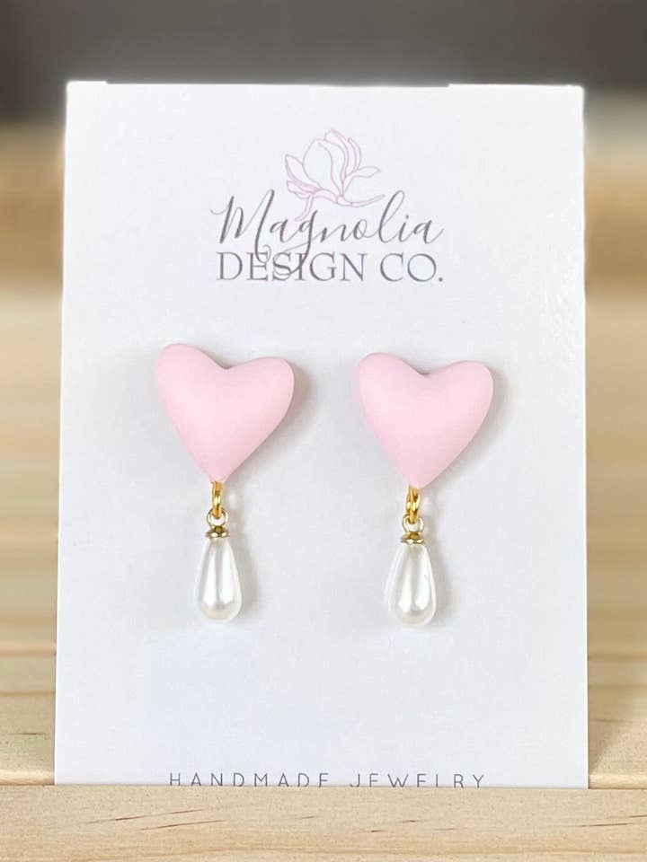 Puffy heart with pearl charm for wholesale by Magnolia Design Company