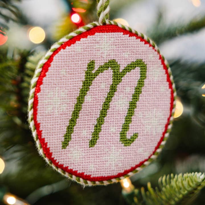 Furbish Studio - Wholesale Ornament - Needlepoint Monogram Ornament - M0