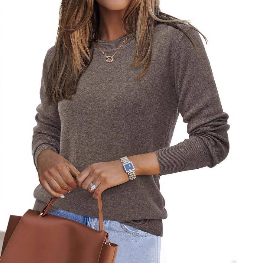 Rosa Clothing - Wholesale Knit Sweater - Women's - Casual Pullover Sweater in Solid Color for Versatile Styling0