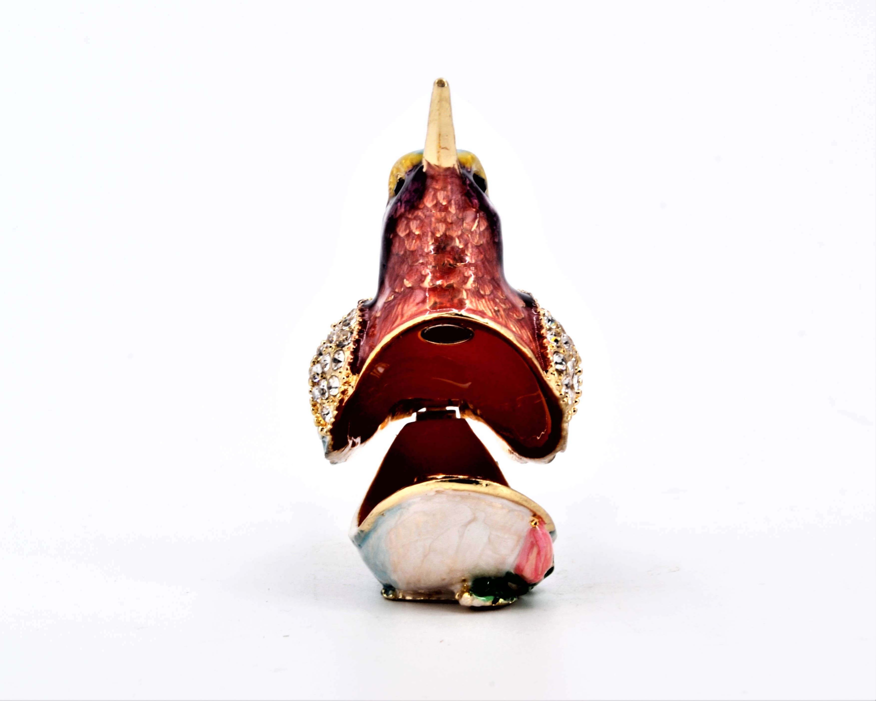 Ciel Collectables - Wholesale Jewelry Box/Organizer - Bejeweled Small Humming Bird Trinket Box. Hand Painted4