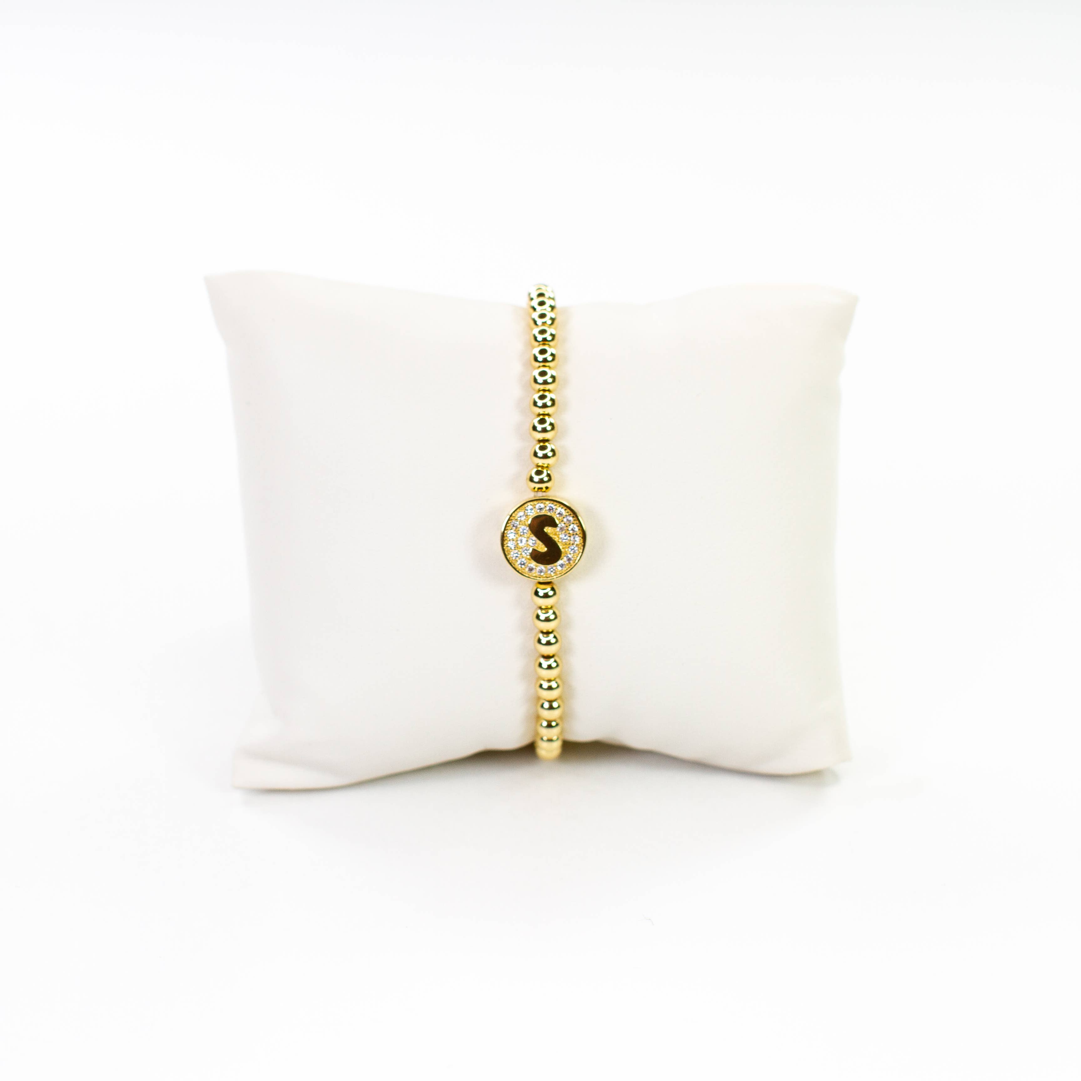 Savvy Bling - Wholesale Beaded Bracelet - Initial Simulated Diamond Bracelet18