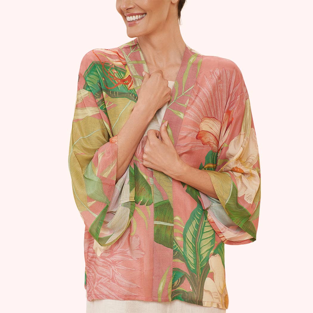 Powder Design inc - US - Wholesale Kimono - Women's - Delicate Tropical Kimono Jacket in Candy1