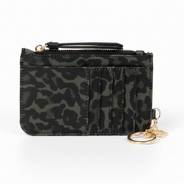 Florrie Card Holder Wallet - Khaki Leopard Print, Nylon for wholesale by ΓTRE