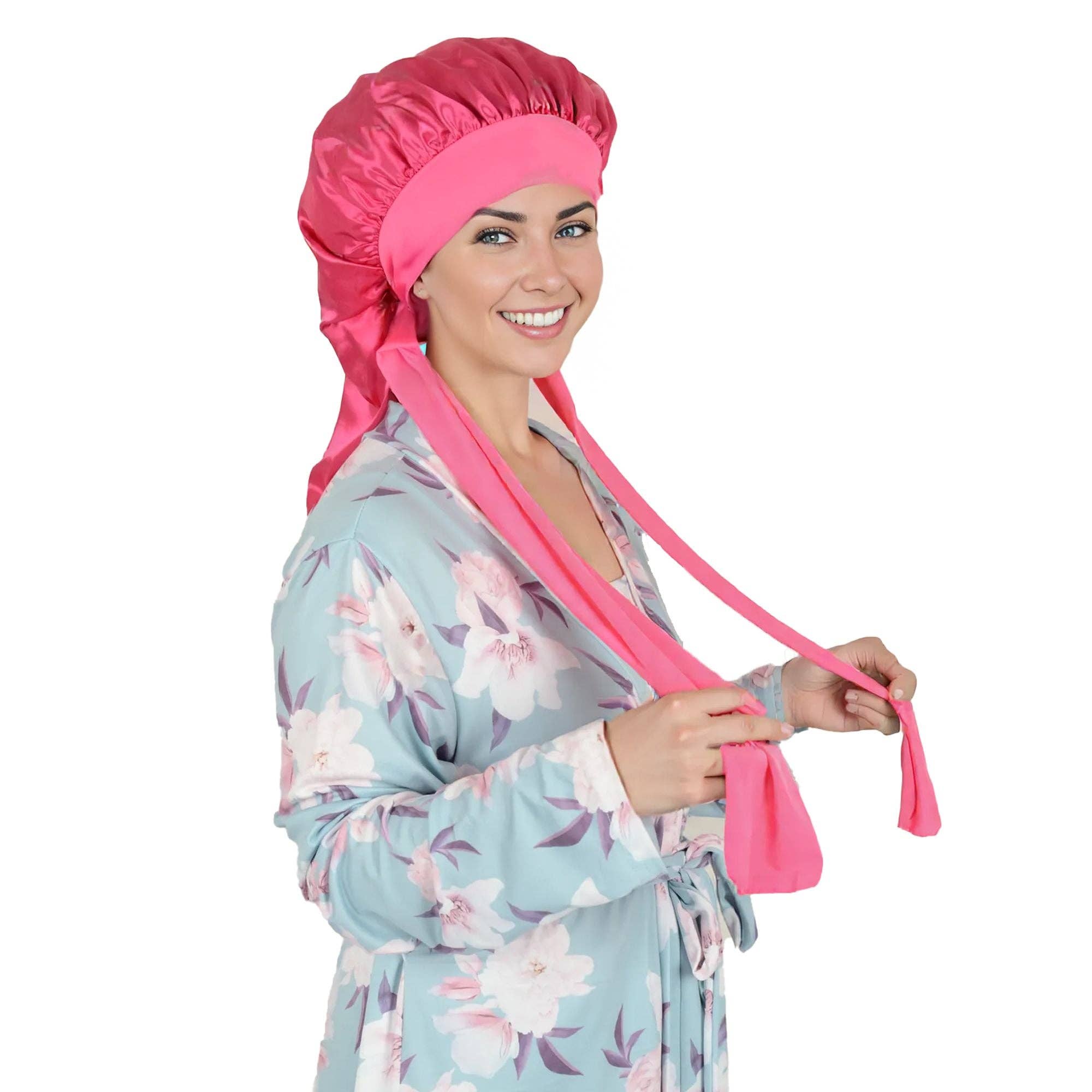 AK Brand - Wholesale Sleep Cap / Bonnet - Women's - Satin Long Bonnet Sleep Cap with Stretch Turban Band24