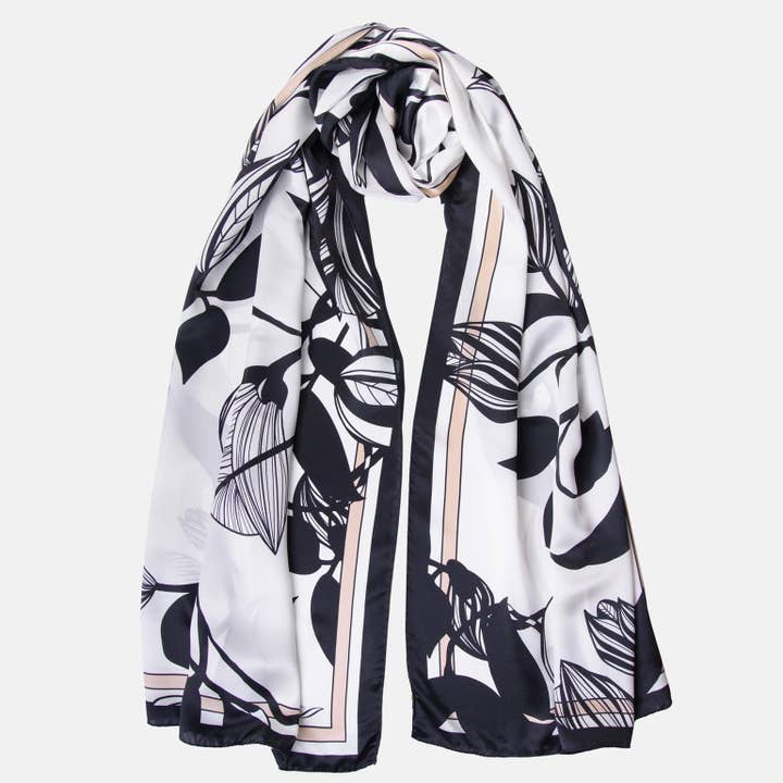 Elizabetta Made in Italy USA - Wholesale Scarf - Women's - Cara - Silk Scarf/Shawl - Black and White