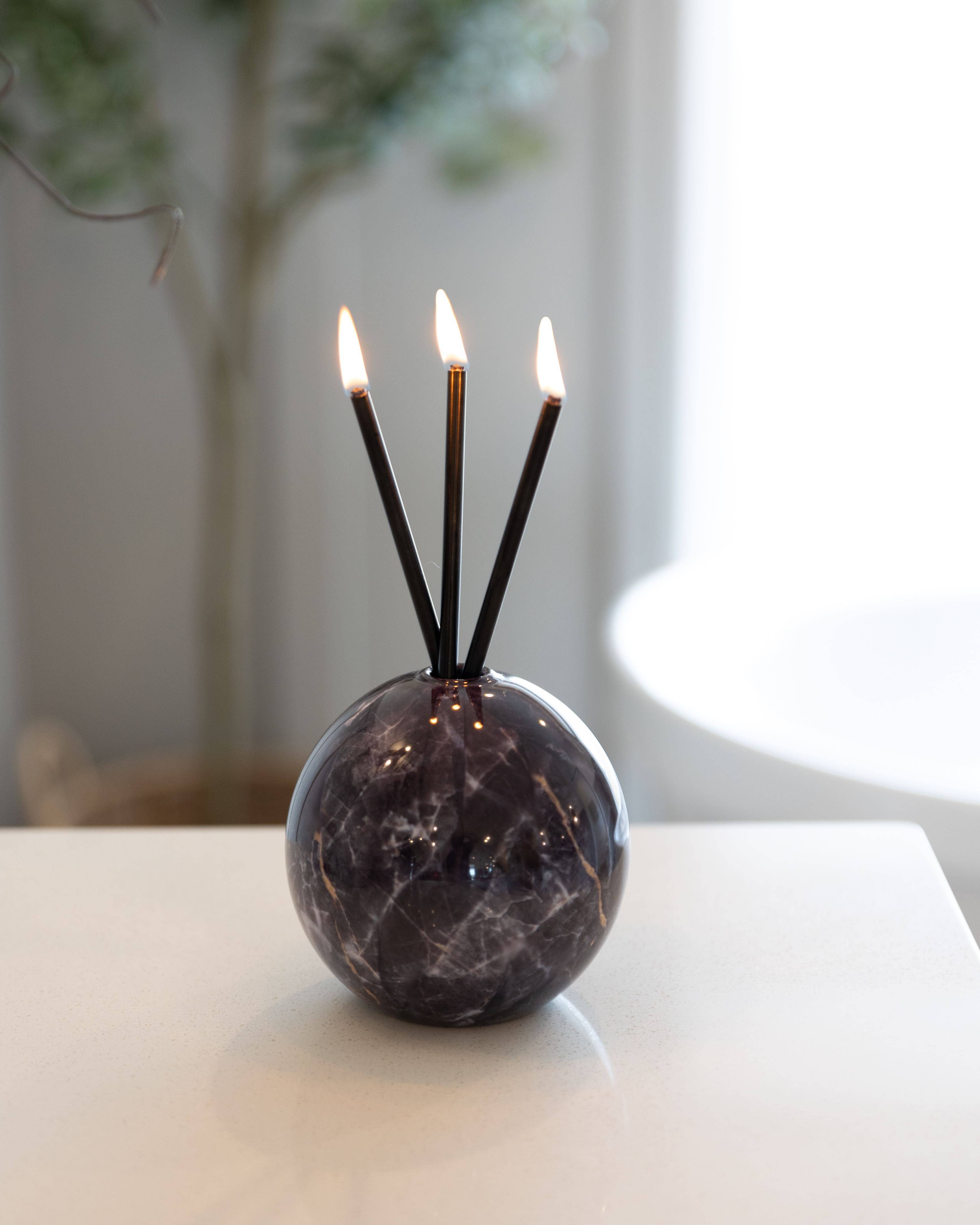Everlasting Candle Co. - Wholesale Candle Holder - Neva Vase, Charcoal Marble Candle Holder [x6 Vases]14