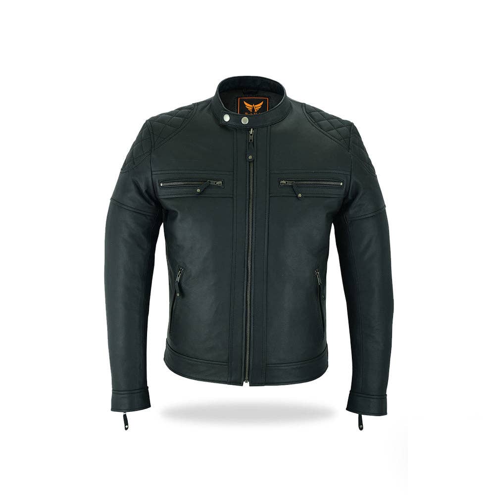 Tackfield - Wholesale Leather Jacket - Men's - Cafe Racer Men's Hand Quilted Jacket Premium Cow Aniline Leather0