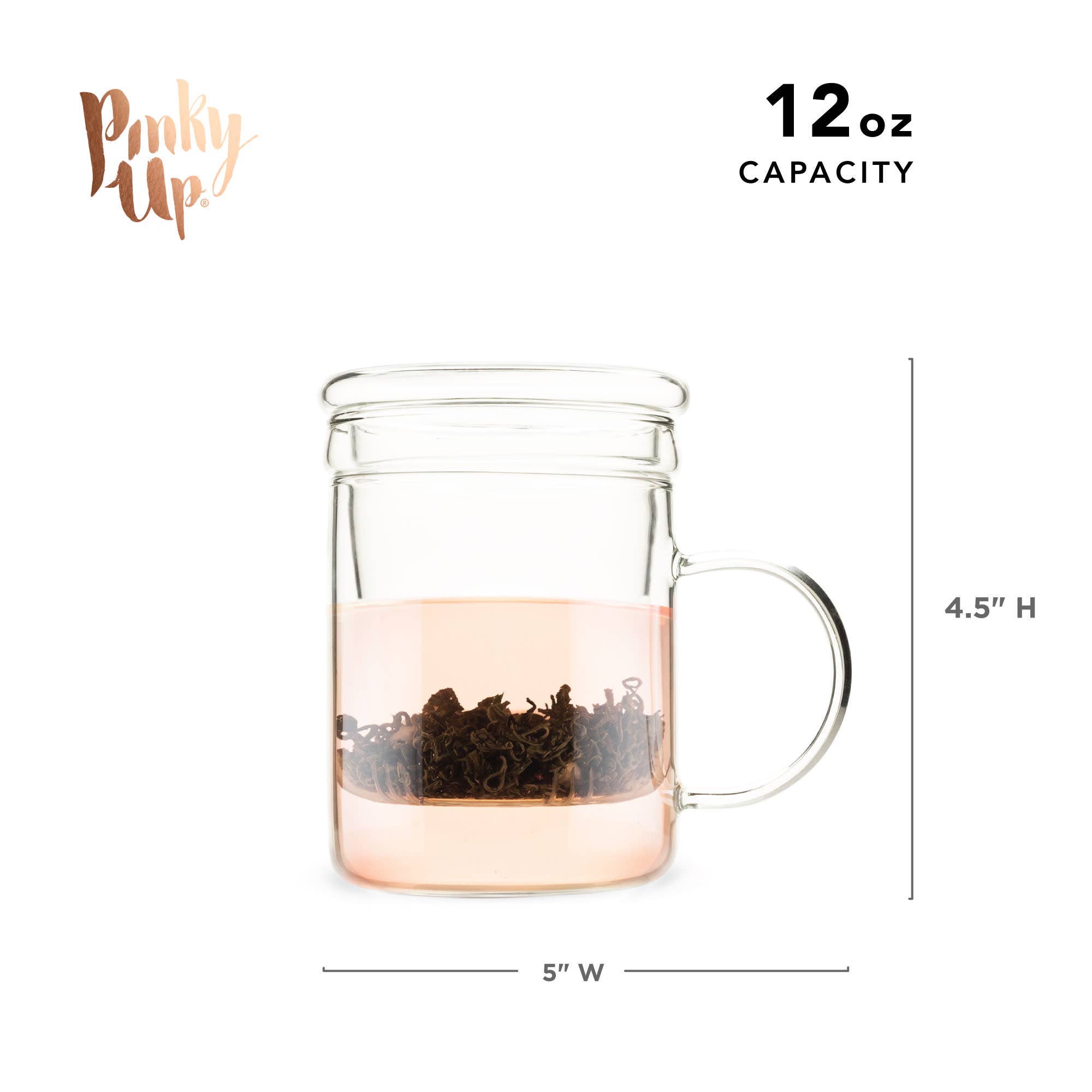 Pinky Up - Wholesale Tea Strainer/Infuser - Blake™ Glass Loose Leaf Tea Infuser Mug with Lid6