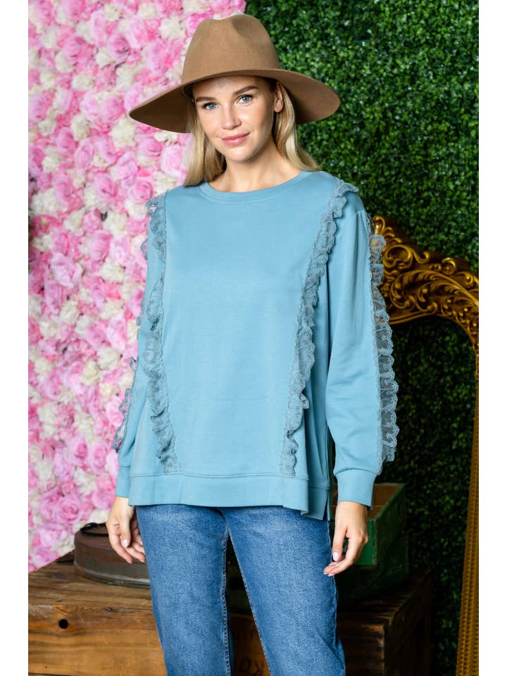 Joh Apparel – Engroshandel Strikket top - Dame – Rachela Pointe Strik Top Med Blonder