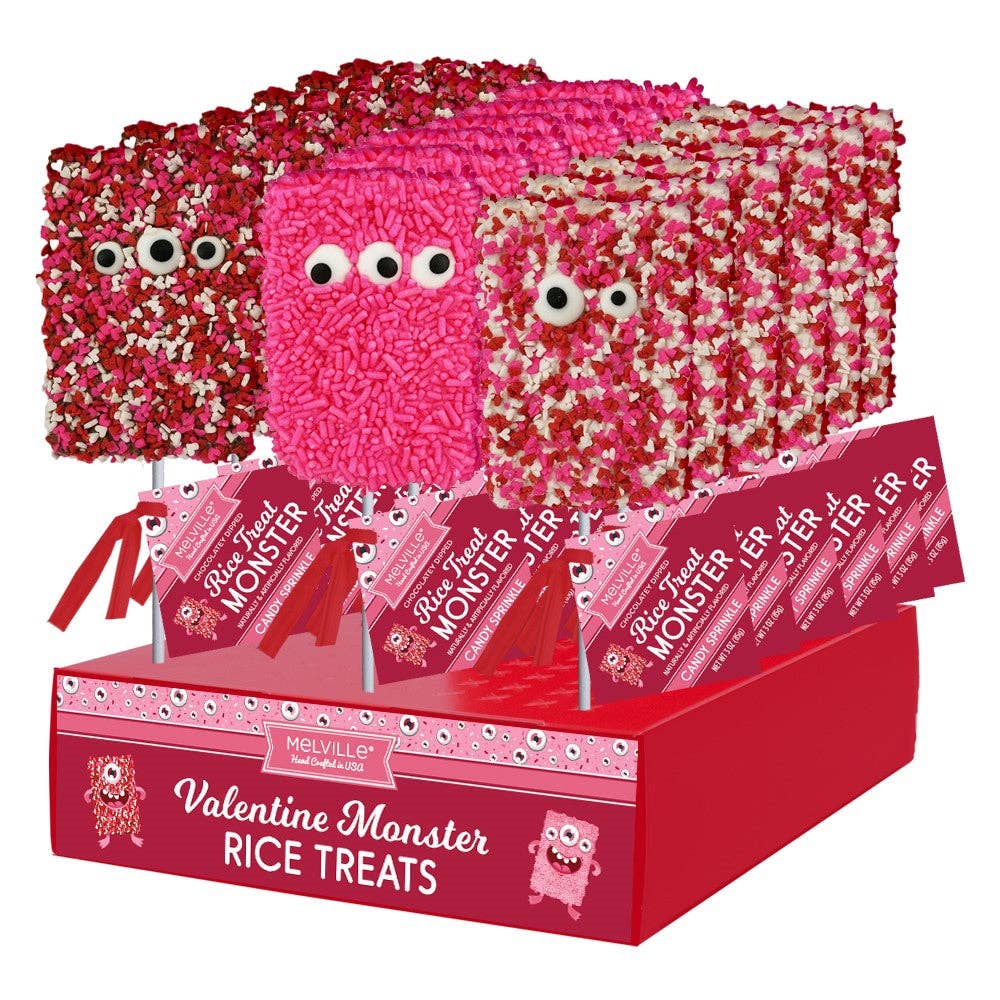 Melville Candy Company - Wholesale Puffed Rice Treat - Valentine Monster Sprinkle Rice Treat Pops1