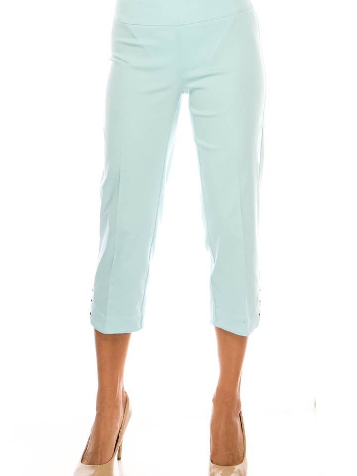 Zac & Rachel Pull-On Studded Leg Capri Pants for wholesale by New Yorker's Apparel