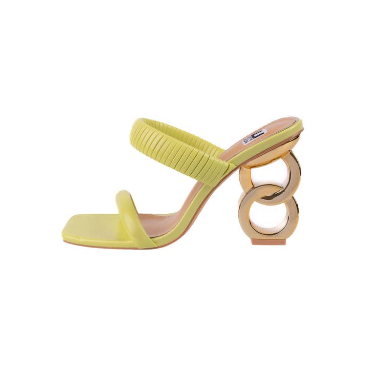LADY COUTURE - Wholesale High Heels - Women's - Ninety Union RADDLE Metallic Heel Pleaded Two Band Slide