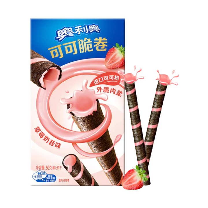 Global Bite Co - Wholesale Cookie - Oreo Wafer Rolls Strawberry Milkshake 50g (China)