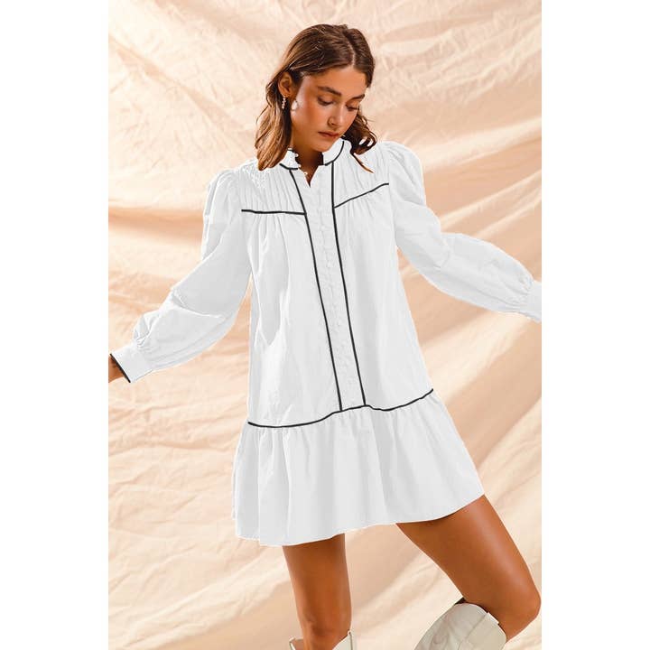 GAMEDAY DRESS WITH PLEATS AND PIPING DETAIL for wholesale by IVE