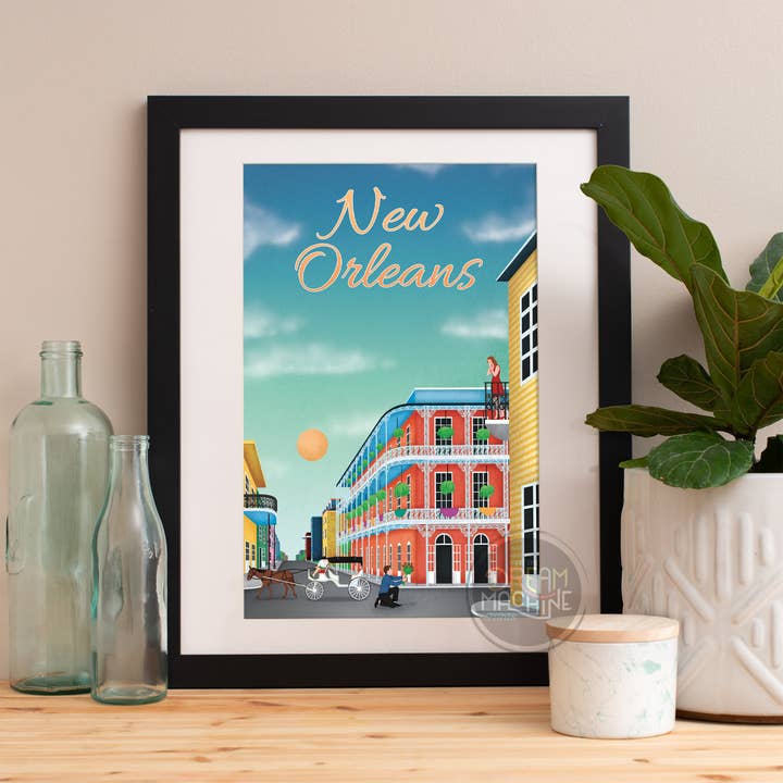 Impression de la Nouvelle-Orléans, horizon de la Nouvelle-Orléans, art de la Nouvelle-Orléans, affiche de la Nouvelle-Orléans, aquarelle de la Nouvelle-Orléans, art de la Nouvelle-Orléans, carte de la Nouvelle-Orléans Voyage39 pour la vente par DreamMachine Prints