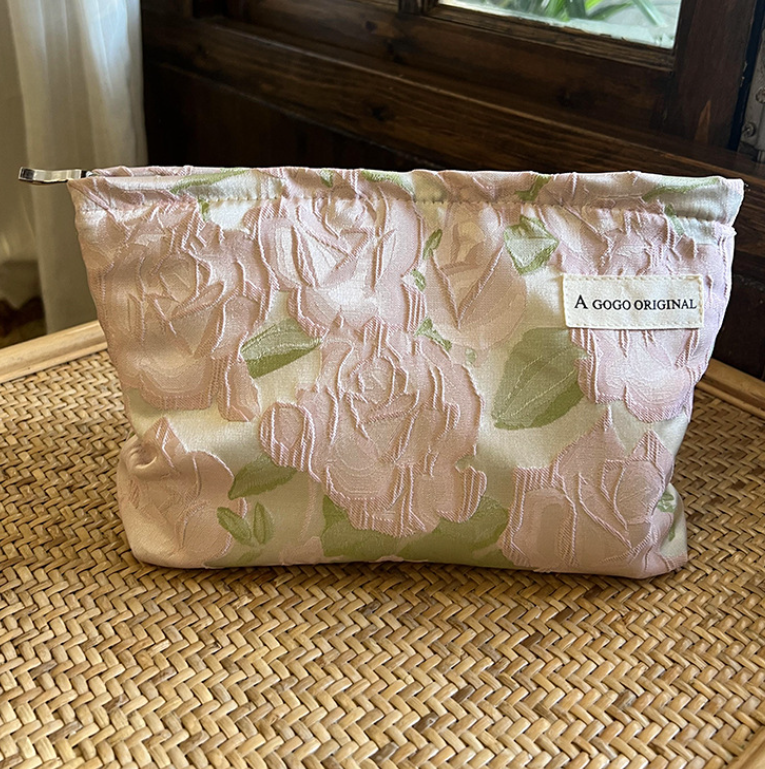 Little Trendy - Wholesale Makeup/Cosmetic Bag - Floral print Textured Cosmetic Bag travel toiletry bag 3