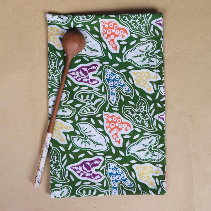 Batik Tea Towel Hand Dyed, Taro Leaf, Hand Dyed, 100% Cotton for wholesale by Kasih Co-op