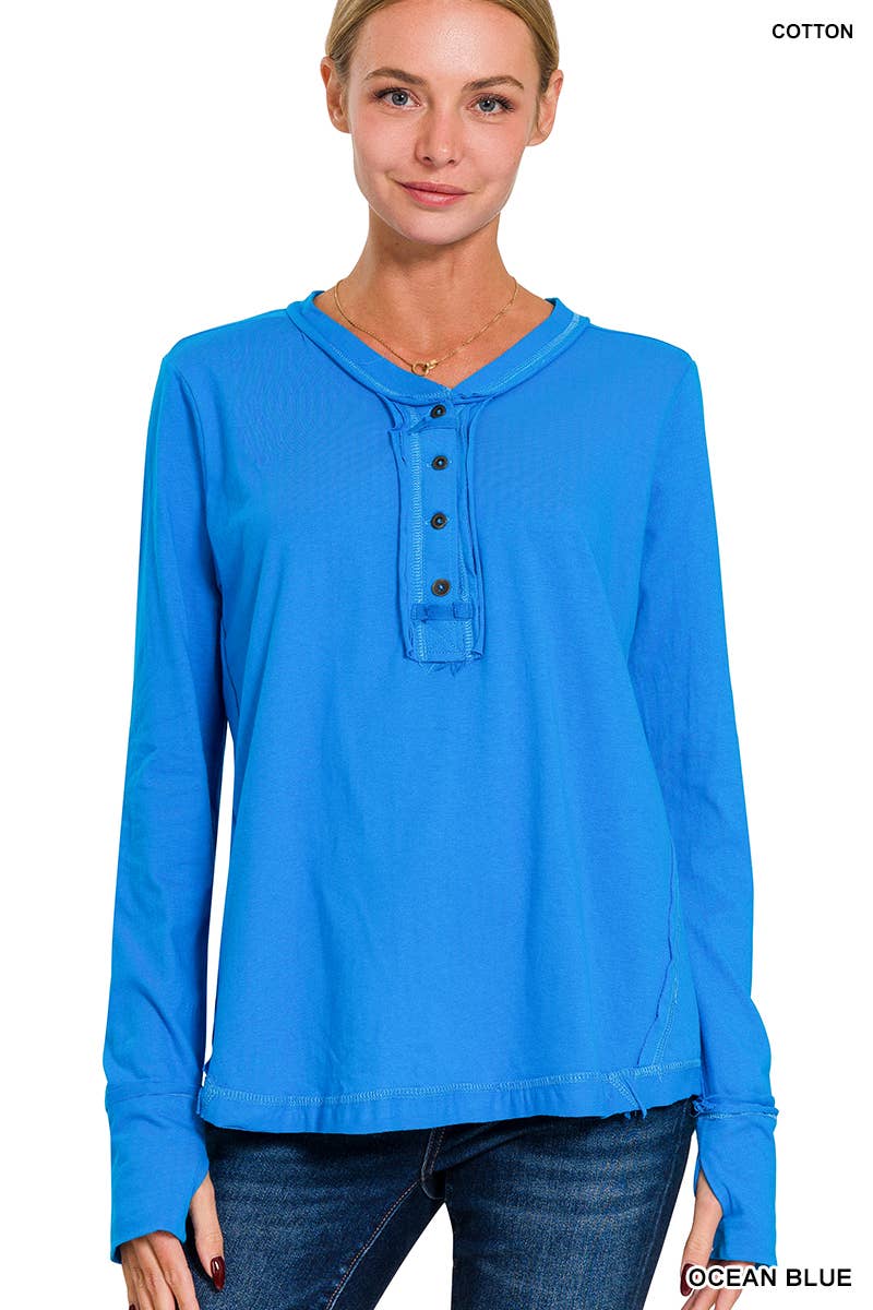 42POPS - Wholesale T-Shirt - Women's - ..'SI-24797 THUMB HOLE CUFFS BUTTON CLOSURE LONG SLEEVE TOP14