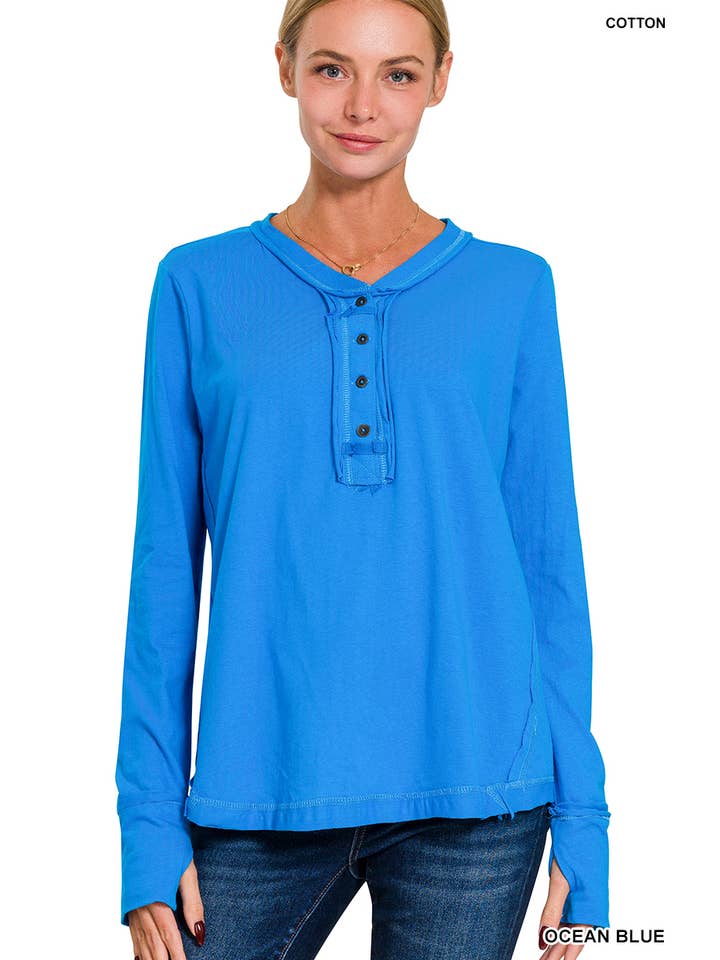 42POPS - Wholesale T-Shirt - Women's - ..'SI-24797 THUMB HOLE CUFFS BUTTON CLOSURE LONG SLEEVE TOP14