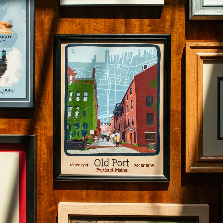 Gammal Hamn Brygggata Portland Maine Kartkonst 8x10 Tryck för wholesale av Abby Clark Creative