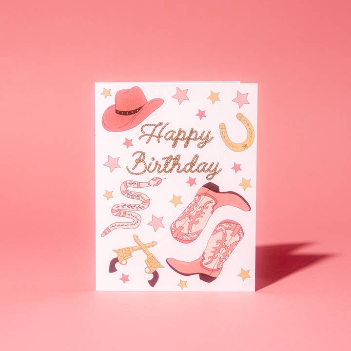 Illustrating Amy - Vente Cartes d'anniversaire - Carte Happy Birthday Cowgirl2