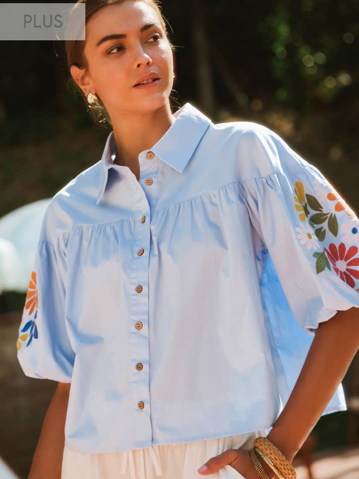 Plus Embroidery Classic Collar Shirts for wholesale by Oddi