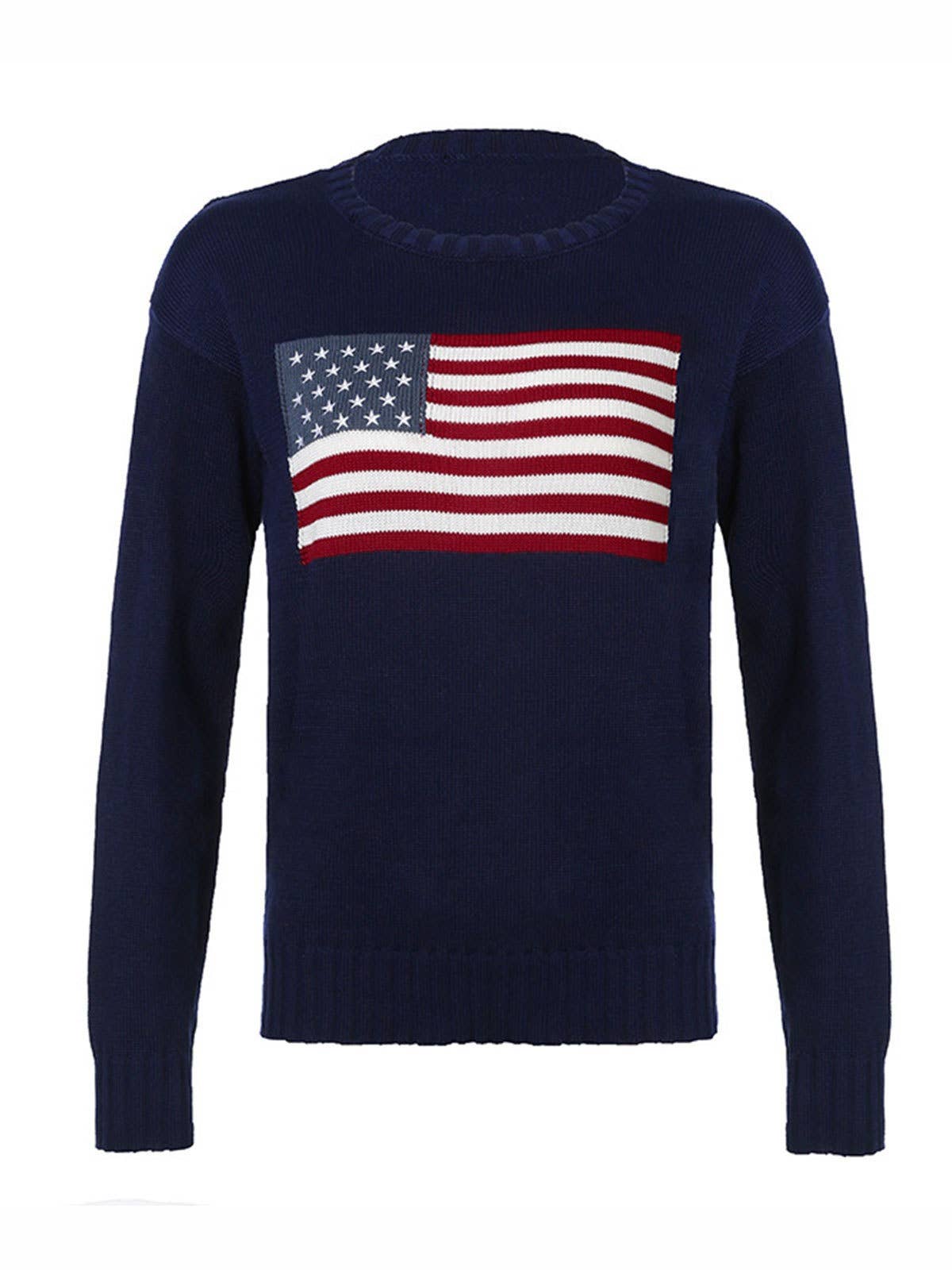 HIDDENBRAND - Wholesale Knit Sweater - Women's - Jacquard knit American flag sweater2
