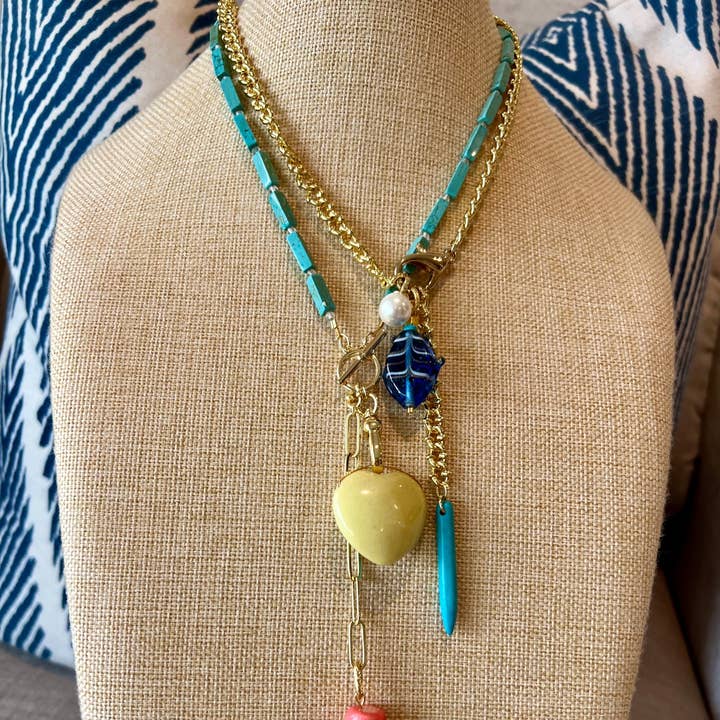 Grace Designs - Wholesale Jewelry Dish - Magnesite Cube Bead Charm Necklace