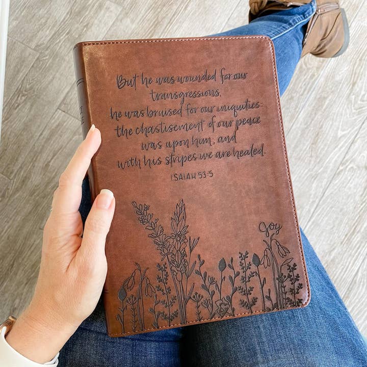 ESV Wide Margin Bible - He Was Wounded - Wildflowers for wholesale by Joy Creative Bibles