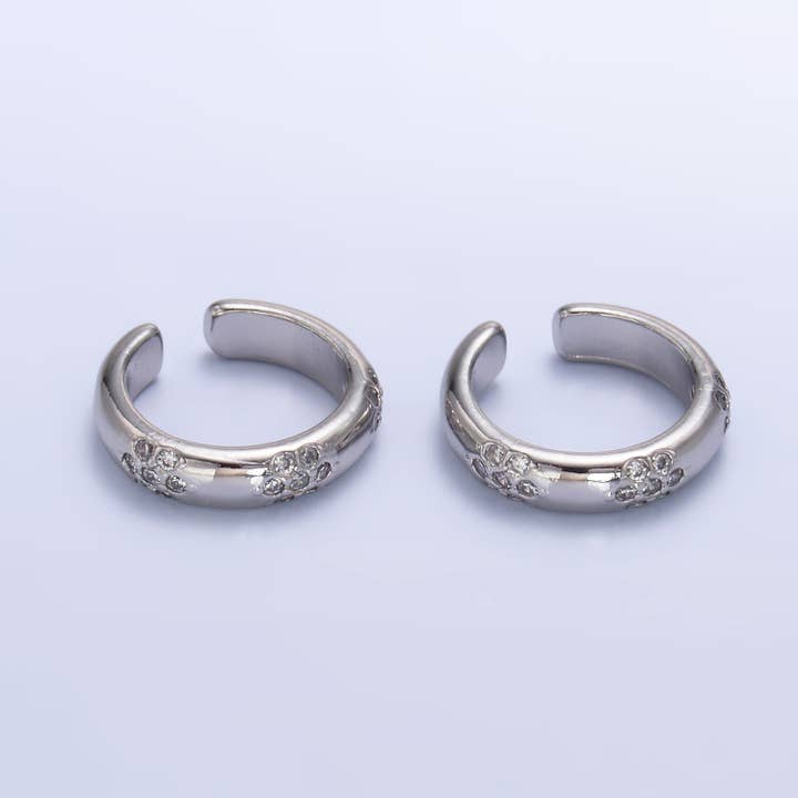 Aim Eternal – wholesale Cuff/wrap earrings – 24K Gold Filled Dotted CZ Ear Cuff Earrings | AI171 AI172