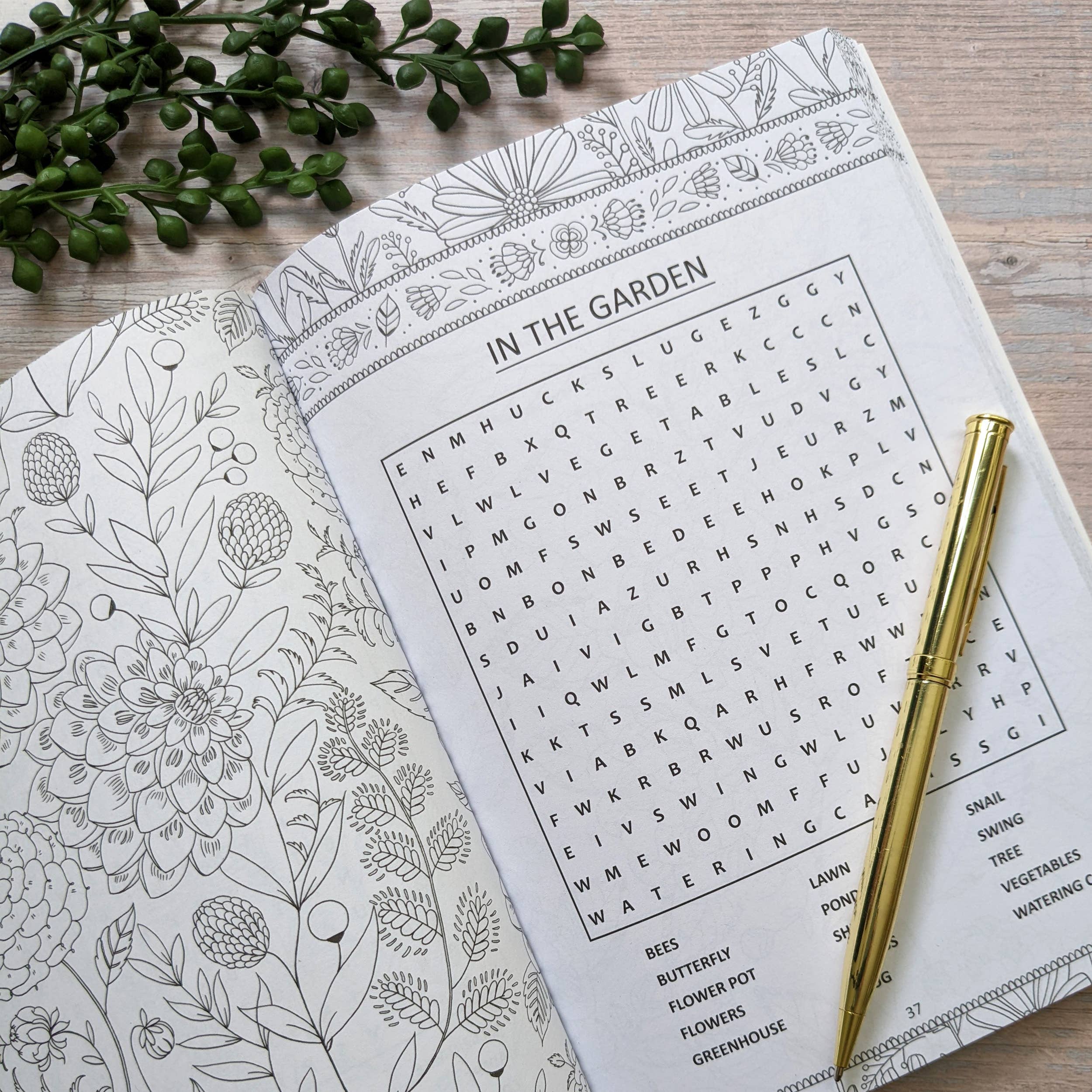 Robert Frederick Ltd – wholesale Colouring and activity book – adult – Grown Up Colouring & Word Search - Botanical1