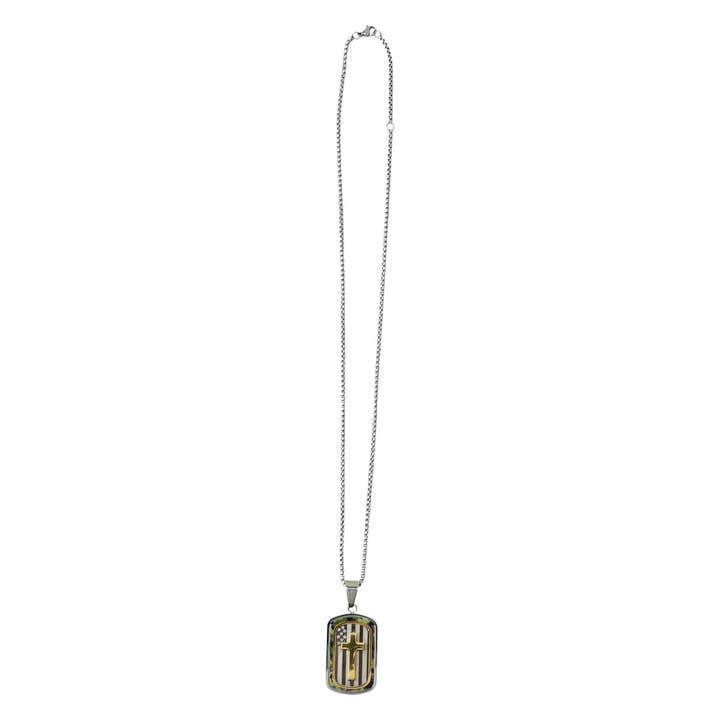 HOLD FAST Mens Necklace Camo Cross Flag for wholesale on Faire