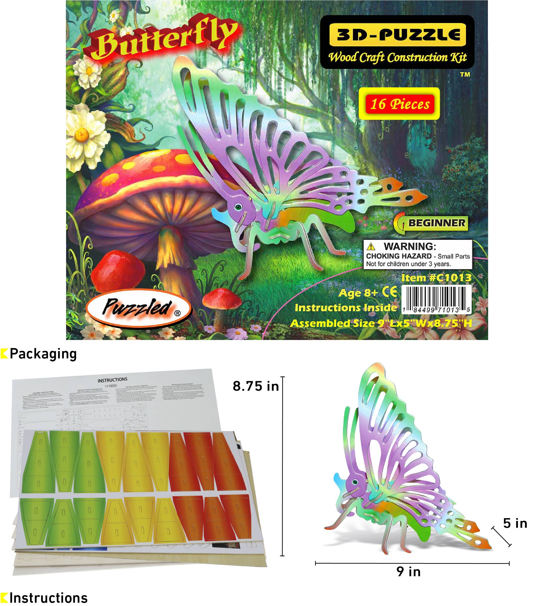 Cota Global – Großhandel Puzzle – Kinder – Beleuchtete 3D-Puzzles - Schmetterling1