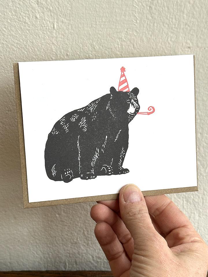 Lynn-oleum - Wholesale Birthday Card - Bear Birthday LETTERPRESS CARD1