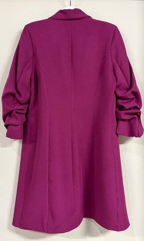 VENTI6 - Wholesale Blazer - Women's - SOLID RUCHED SLEEVE BOYFRIEND BLAZER (81255-SOLID)13